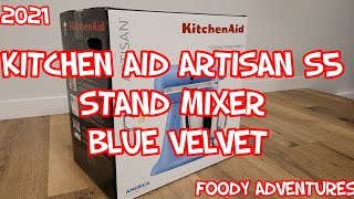 Unboxing Kitchen Aid Artisan S5 Stand Mixer Blue Velvet 2022 [upl. by Roseline]