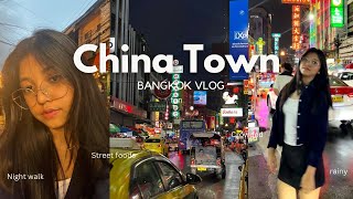 Bangkok Vlog 🇹🇭 China town street foods rainy fun walk a lot crowded [upl. by Nitsoj]