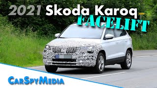 2021 Skoda Karoq Facelift prototype spied testing in the austrian alps [upl. by Adnauqal]