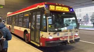 TTC Route 900 Airport Express Bus Ride 3336 from Toronto Pearson to Kipling Station 12212022 [upl. by Agnella]