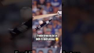 Freddie Freeman Breaks His Bat Twice on BacktoBack Pitches Against Gerrit Cole worldseries la [upl. by Vonni]