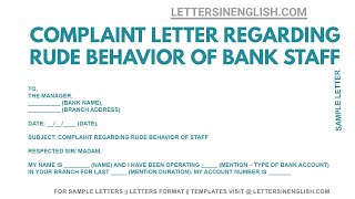 Complaint Letter for Misbehavior of Bank Staff  Sample Complaint Letter  Letters in English [upl. by Akemeuwkuhc671]