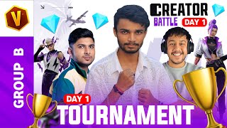 V BADGE 🏆  Youtubers Battle  SURVIVAL SHOWDOWN 💀  GROUP B  FREE FIRE TOURNAMENT [upl. by Emse]