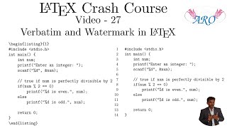 LaTeX Crash Course in Tamil How to set Watermark in LaTeXVerbatim in LaTeX Computer Coding in TeX [upl. by Erolyat53]