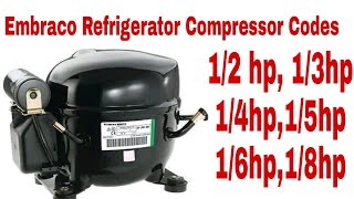 Embraco Refrigerator Compressor Codes And Hp Sizes In Urdu Hindi [upl. by Abeu]