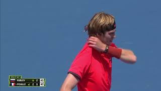 Andrey Rublev v Lucas Pouille match highlights 1R [upl. by Kired183]