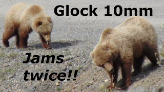 Grizzly charge Glock 10mm jams twice [upl. by Destinee308]