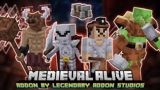 Fantasy Mod Minecraft Bedrock  Medieval Alive Addon More Mobs and Weapons  MCPE Mod Showcase [upl. by Hilly]