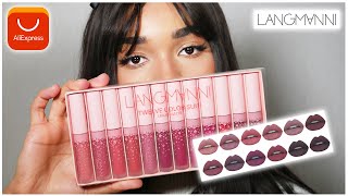 Langmanni 12 Set Liquid Lipsticks  Aliexpress Review [upl. by Thorne]