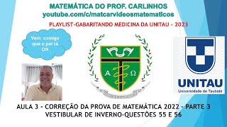 MEDICINA UNITAU 2023VESTIBULAR DE INVERNOREVISÃO FINAL DE MATEMÁTICAAULA 3 [upl. by Hamilah36]