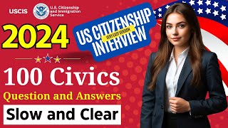 2024 official 100 civics questions and answers in random order  US citizenship interview 2024 [upl. by Rather]