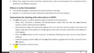 stack and subroutine8085 microprocessorstack memory PUSHPOPCALLRETURNsubroutine [upl. by Clark]