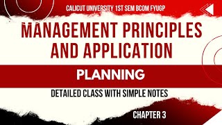 Calicut University 1St Sem Management Principles And Application 3rd Chapter Planning With Notes [upl. by Naasar]