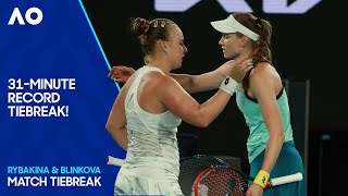 The Longest Singles Tiebreak in Grand Slam History  Rybakina v Blinkova  Australian Open 2024 [upl. by Danziger]