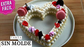 TARTA DE CORAZÓN PARA SAN VALENTÍN ❤️  receta fácil sin utilizar moldes LaDulcepedia [upl. by Lemal]