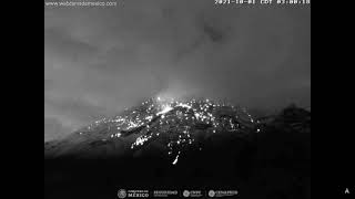 October 1 2021  Explosion  Popocatepetl Volcano Mexico  0258 CDT [upl. by Anitnauq]