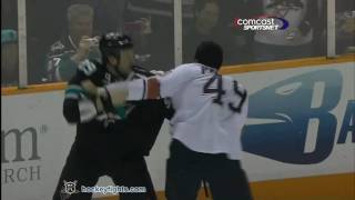 Theo Peckham vs Ryane Clowe Jan 13 2011 [upl. by Lleumas577]