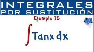 Integración por sustitución  Ejemplo 15  Tangente [upl. by Nattie438]