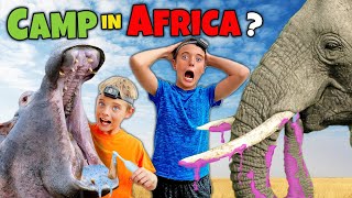 Camping with Elephants Hippos amp Leopards in Africa Kids Adventures [upl. by Einafets]