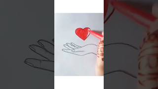 How to draw a hand with heart easy pencil drawing ideas for beginners drawing art howto art [upl. by Nywra]