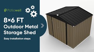 Patiowell Storage Shed  8 x 6 FT Assembly [upl. by Illene]