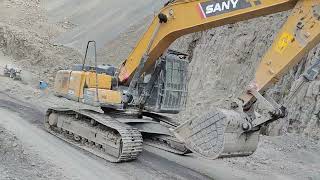 SANY excavator working amazing video quarry works milan [upl. by Eirrol]