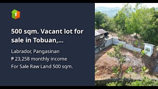 500 sqm Vacant lot for sale in Tobuan Labrador Pangasina [upl. by Attevad]