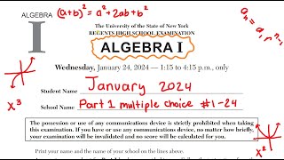 January 2024 Algebra 1 Regents Review Part 1 1 24 [upl. by Kutchins]