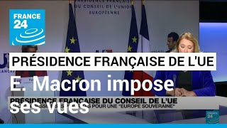 E Macron affirme ses vues dès le début de la présidence française du Conseil de lUE [upl. by Intruoc]