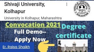 Convocation online form fillingShivaji University Kolhapur Degree certificate application 2020 [upl. by Kaehpos]