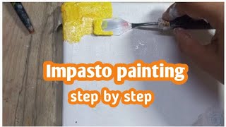 Impasto painting easy for beginners  Impasto painting simple [upl. by Hawger913]