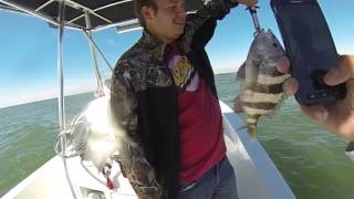 Galveston Jetties Sheepshead Fishing [upl. by Ahtekal]