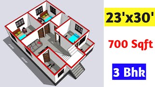 23x30 ghar ka naksha  23x30 house design  700 sqft  23x30 house plan [upl. by Amanda665]