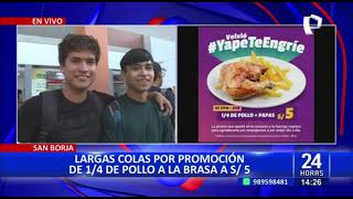 Decenas de personas forman largas colas en pollerías para comprar ¼ de pollo a 5 soles 12 [upl. by Chui]