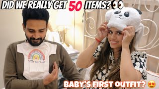 UNBOXING NEWBORN ESSENTIALS w husband ❤️ BABY’S FIRST OUTFIT amp more ✨  Pregnancy series [upl. by Ellehs]