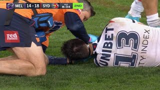 Victor Radley gets knocked out against Melbourne Storm [upl. by Allicserp]