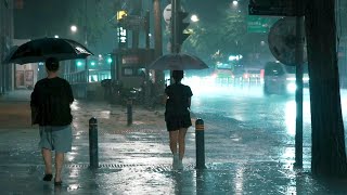 Rain Walk 안국동 거리 폭우가 내리는 도시 Seoul night street in heavy rain [upl. by Reinhold114]