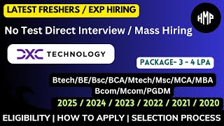 Dxc technology technical support engineer  No Exam  Direct Interview  2024 batch hiring  mass [upl. by Elleral]