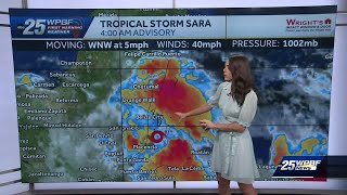 Tropical Storm Sara making landfall today Cold front on the way [upl. by Solram]