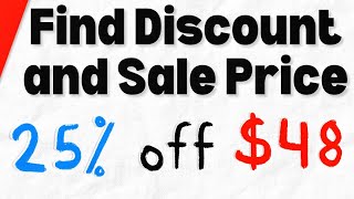 How to Calculate a Discount and Sale Price  Algebra 1 Exercises [upl. by Jacenta295]