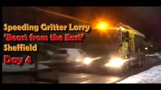 Gritter Lorry Gritting Sheffields Icy Winter Roads  UK Snow Beast from the East Day 4 [upl. by Eirallih]