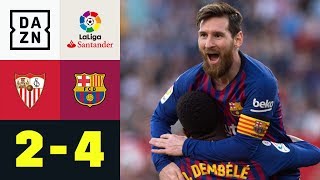 Dreierpack Lionel Messi machts wie Zinedine Zidane FC Sevilla  FC Barcelona 24  La Liga  DAZN [upl. by Laughry]