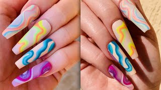 New trendy swirl abstract nail art tutorial ❤️ [upl. by Merkle909]