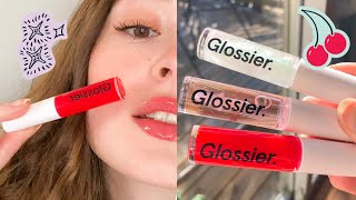 NEW SHADES of Glossier Lip Gloss REVIEW  SWATCHES 🍒 [upl. by Einnob]