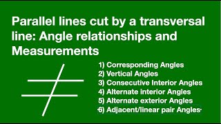 Two parallel lines and a transversal line Angle Relationships and measurements [upl. by Senga]