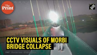 CCTV visuals Moment when the Morbi bridge collapsed in Gujarat [upl. by Yoc]