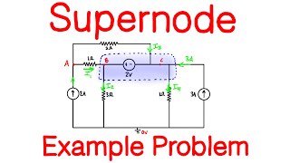 Nodal Analysis Supernode Example Problem [upl. by Ranson701]