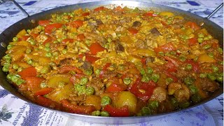 Paella mista di carne e verdure  Ricetta facile e gustosa [upl. by Stonwin333]