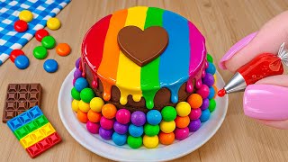 Satisfying Rainbow Cake Recipe with Chocolate Heart Decorating ❤️ Mini Cake for Special Occasions [upl. by Artined921]