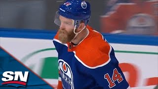 Mattias Ekholm Blasts Slapshot To Record First Playoff Goal With Oilers [upl. by Osei]